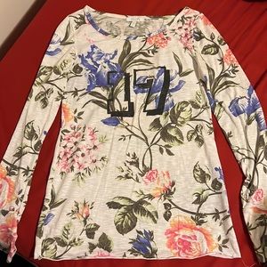 Multicolored Floral Crewneck “17” Long Sleeve Top